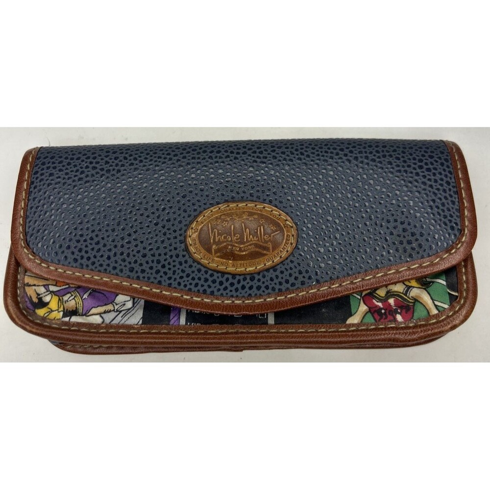 Nicole Miller Eye Glasses Case Novelty Sports Football Theme Leather Logo EUC